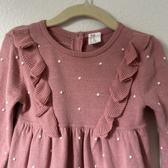 🌸 Pink Knit Dress + Faux Fur Vest + Bow Set (3-Piece) – Size 6-9M - Picture 6 of 11